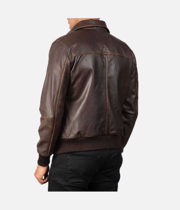 Aaron-Brown-Leather-Bomber-Jacket-2.jpg Shirt Style Brown Leather Bomber Jacket
