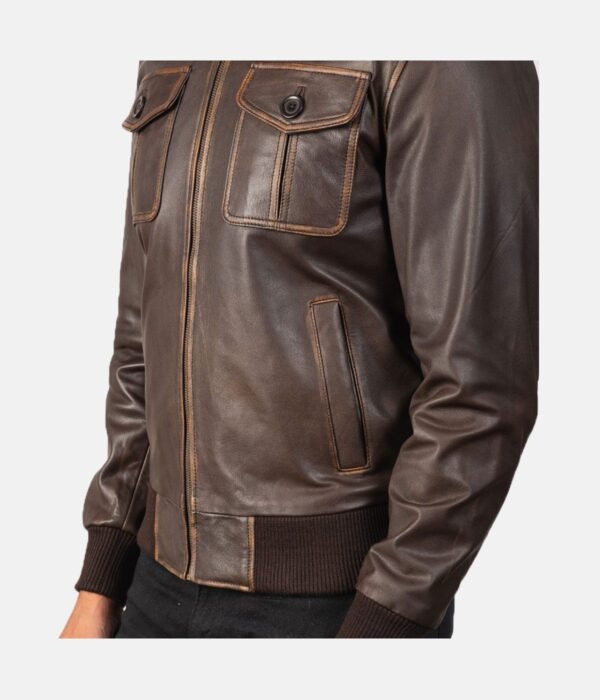Aaron-Brown-Leather-Bomber-Jacket-3.jpg Shirt Style Brown Leather Bomber Jacket
