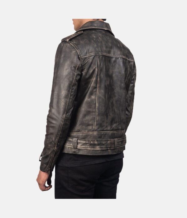 Distressed Brown Leather Biker Jacket