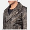 Distressed Brown Leather Biker Jacket