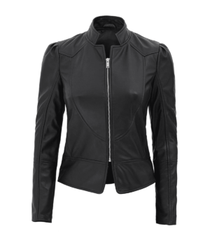 Amy-Womens-Brown-Fitted-Leather-Jacket-Black-1.png Women's Black Leather Jacket