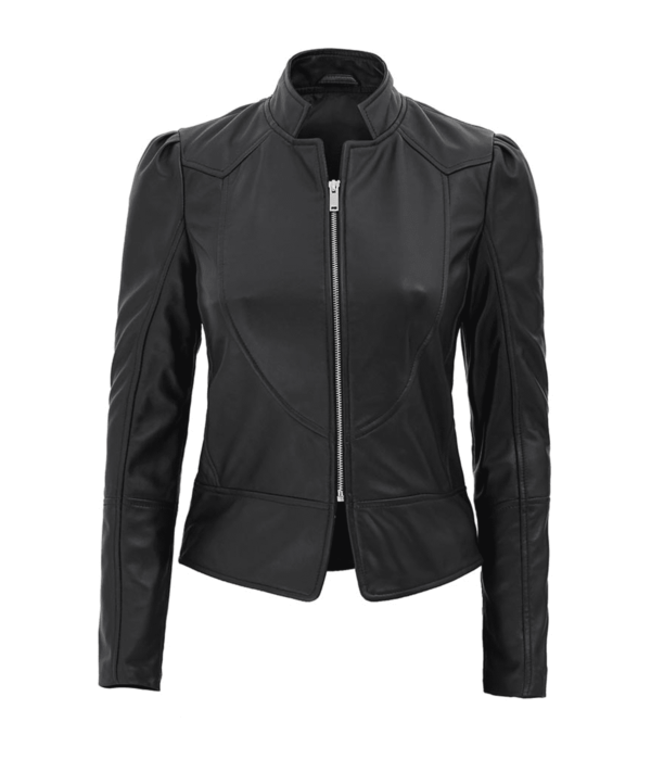 Amy-Womens-Brown-Fitted-Leather-Jacket-Black-1.png Women's Black Leather Jacket
