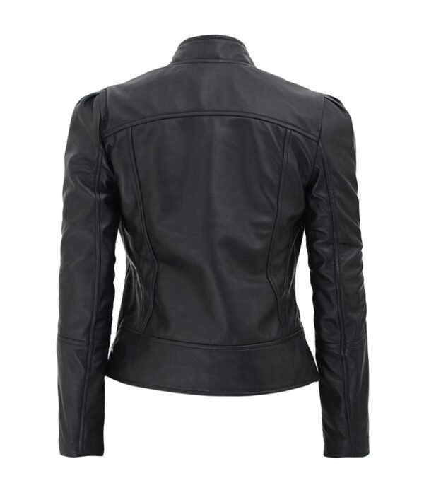 Amy-Womens-Brown-Fitted-Leather-Jacket-Black-2.jpg Women's Black Leather Jacket back