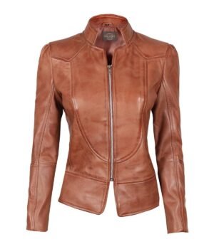 Amy Womens Brown Fitted Leather Jacket