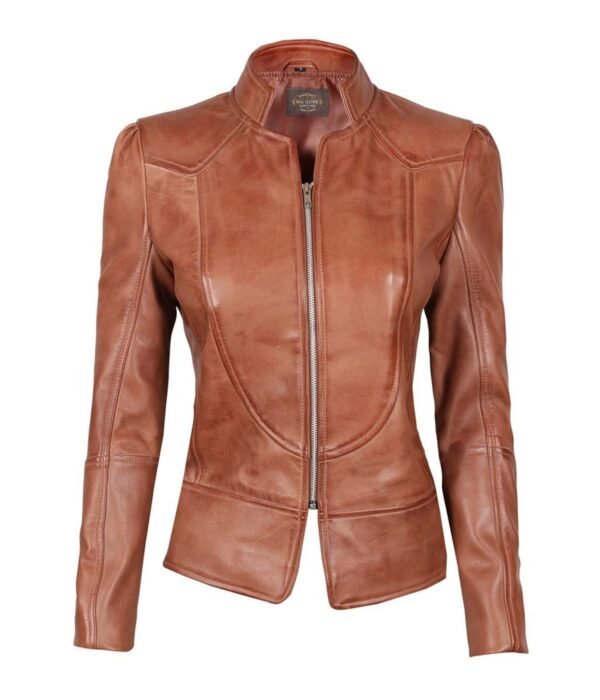 Amy Womens Brown Fitted Leather Jacket