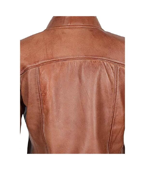 Amy Womens Brown Fitted Leather Jacket