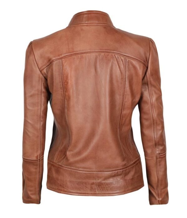 Amy Womens Brown Fitted Leather Jacket