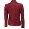 Amy Womens Maroon Fitted Leather Jacket