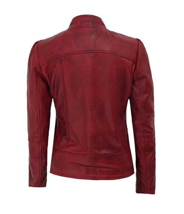 Amy Womens Maroon Fitted Leather Jacket