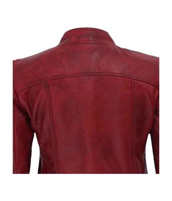 Amy Womens Maroon Fitted Leather Jacket