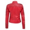 Jennie Asymmetrical Red Padded Leather Jacket