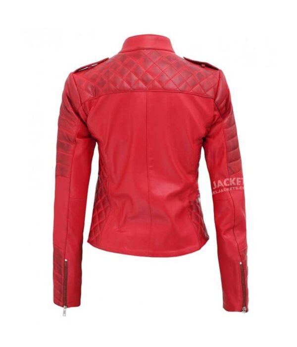 Jennie Asymmetrical Red Padded Leather Jacket