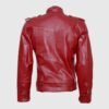 Biker Look Men Burgundy Leather Jacket