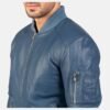 Ma-1 Blue Leather Bomber Jacket