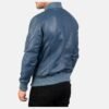 Ma-1 Blue Leather Bomber Jacket