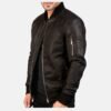 Ma-1 Black Leather Bomber Jacket