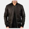 Ma-1 Black Leather Bomber Jacket