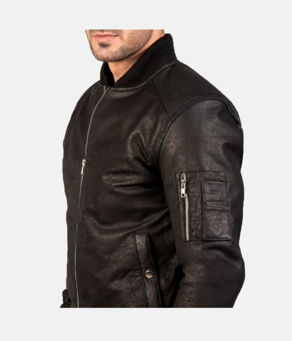 Ma-1 Black Leather Bomber Jacket