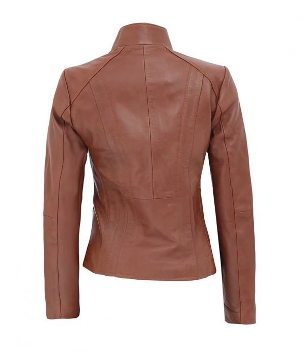 Brown-Womens-Tan-Asymmetrical-Biker-Leather-Jacket-back.jpg SlimFit Motorcycle leather Jacket for Women