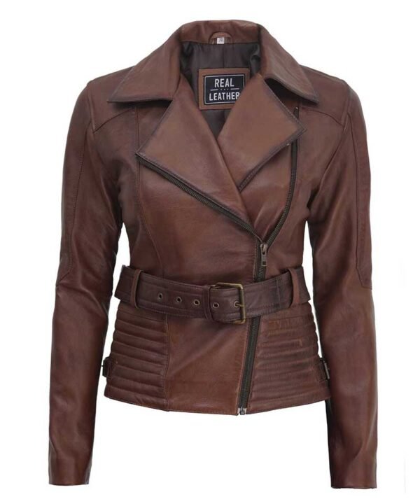 Brown_Belted_Womens_Biker_Jacket.jpg Quilted Biker Leather Jacket
