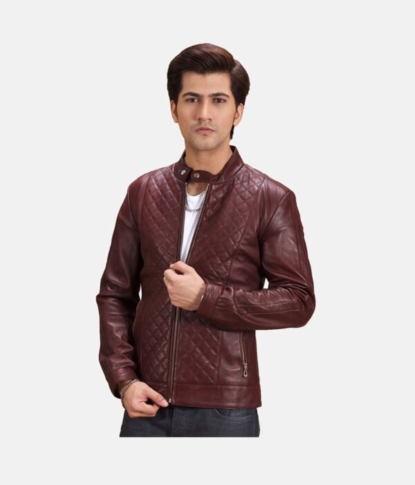 Burgundy Maroon Leather Biker Jacket