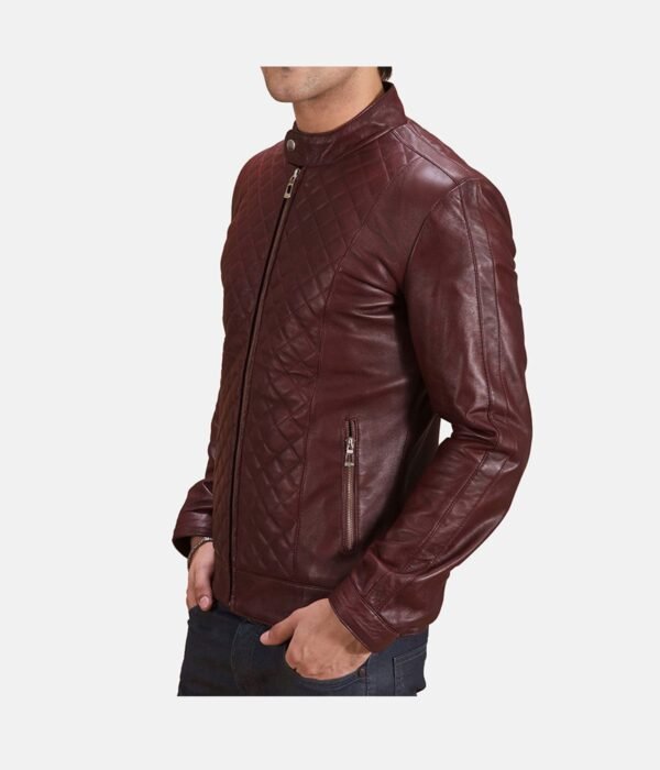 Burgundy Maroon Leather Biker Jacket