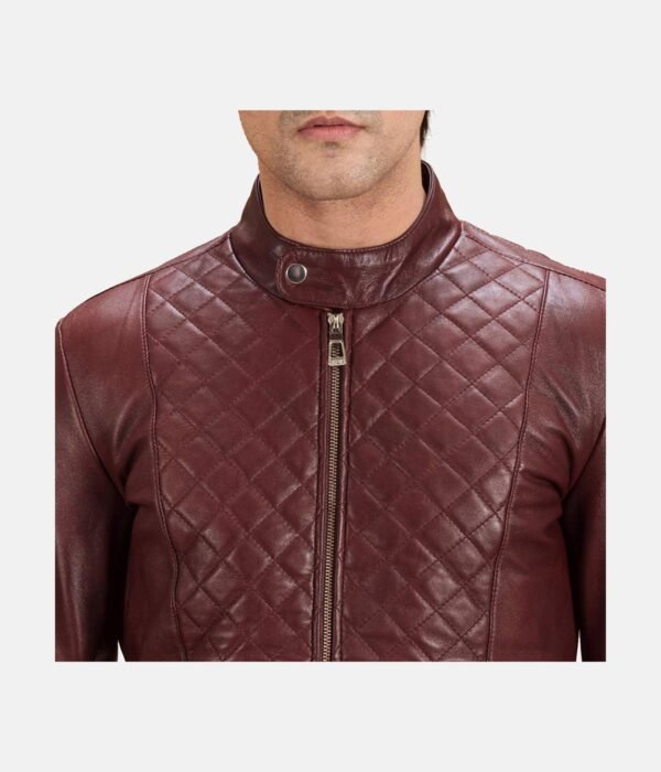 Burgundy Maroon Leather Biker Jacket