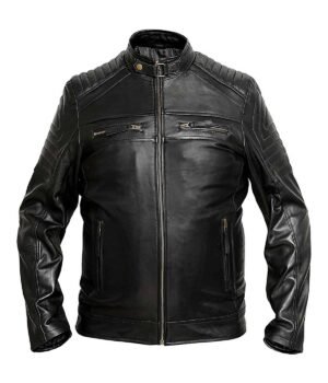 Cafe Racer Black Motorcycle Biker Leather Jacket