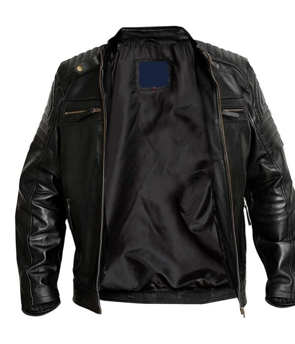 Cafe Racer Black Motorcycle Biker Leather Jacket