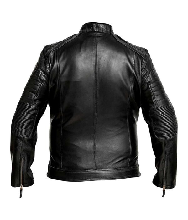 Cafe Racer Black Motorcycle Biker Leather Jacket