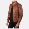 Coffman Brown Leather Bomber Jacket