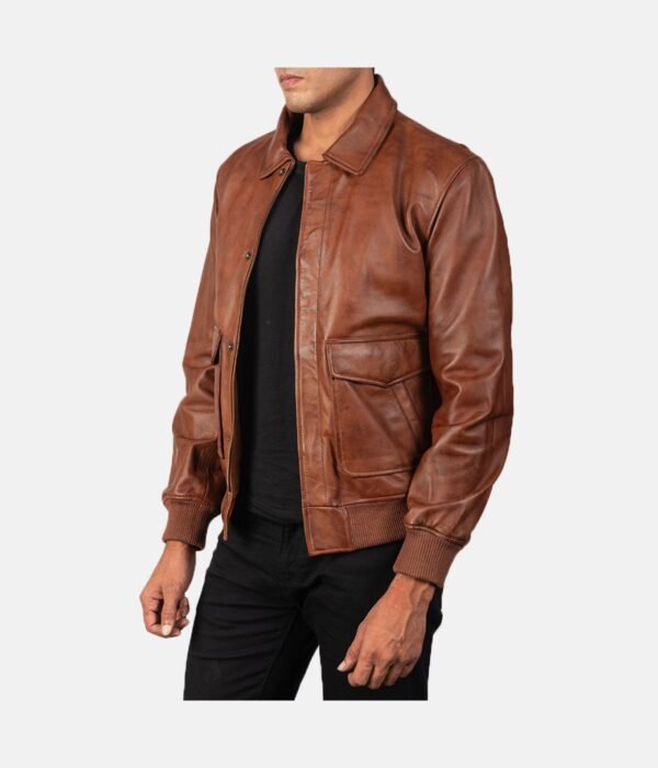Coffman Brown Leather Bomber Jacket