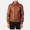 Coffman Brown Leather Bomber Jacket
