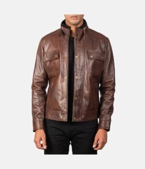 Darren Brown Leather Biker Jacket