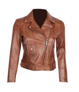 Elisa Womens Light Brown Leather Jacket