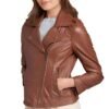 Erica Asymmetrical Genuine Leather Biker Jacket