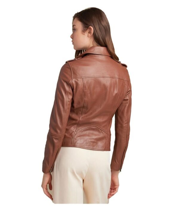 Erica Asymmetrical Genuine Leather Biker Jacket