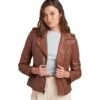 Erica Asymmetrical Genuine Leather Biker Jacket
