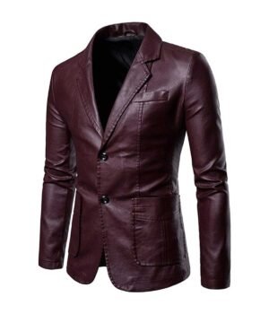 Men's Leather Slim Fit Coat Fashion Stylish Blazer