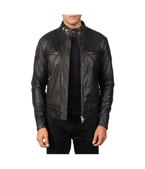 Gatsby Black Leather Biker Jacket