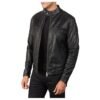 Gatsby Black Leather Biker Jacket