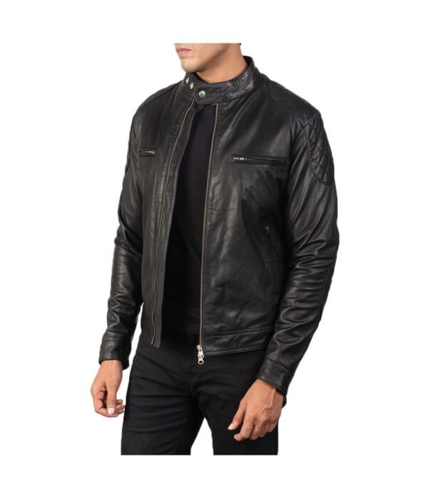 Gatsby Black Leather Biker Jacket
