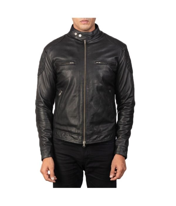 Gatsby Black Leather Biker Jacket