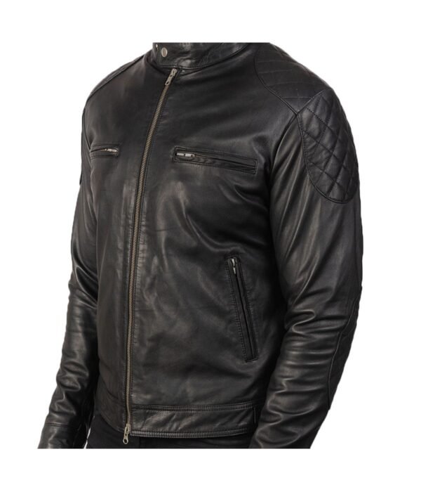 Gatsby Black Leather Biker Jacket