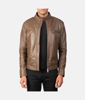 Gatsby Mocha Leather Biker Jacket