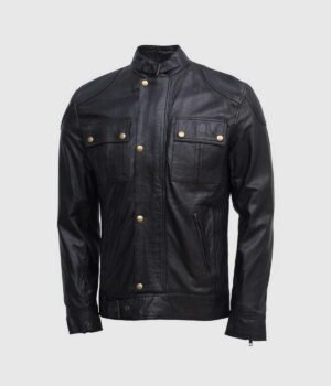 Gerard Butler Black Leather Jacket Men