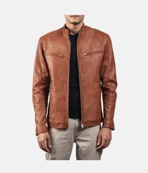 Ionic Brown Leather Biker Jacket
