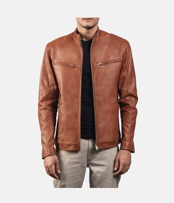 Ionic Brown Leather Biker Jacket