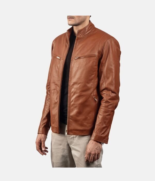 Ionic Brown Leather Biker Jacket