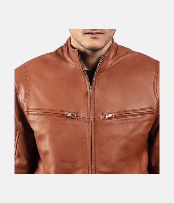 Ionic Brown Leather Biker Jacket